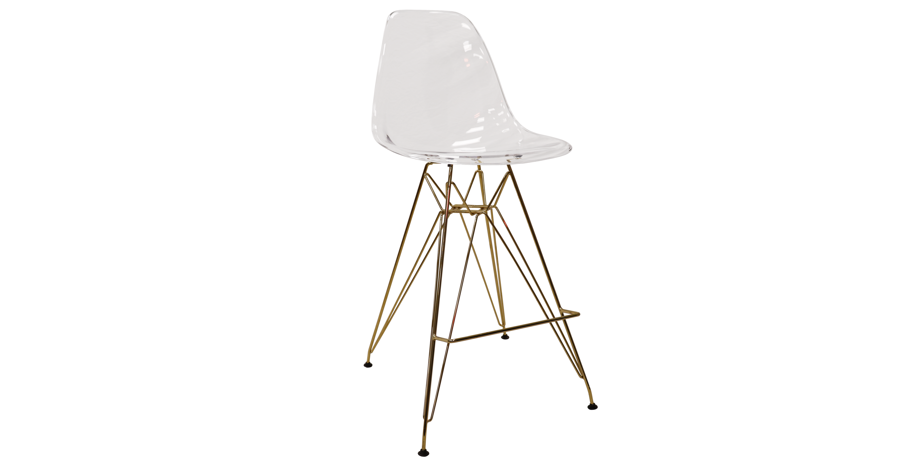 Cresco Modern Acrylic Barstool with Gold Chrome Base and Footrest