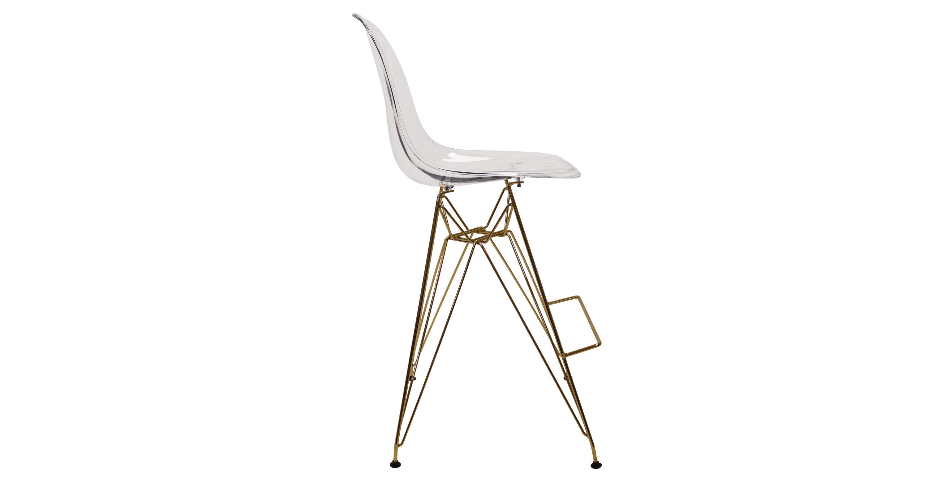 Cresco Modern Acrylic Barstool with Gold Chrome Base and Footrest