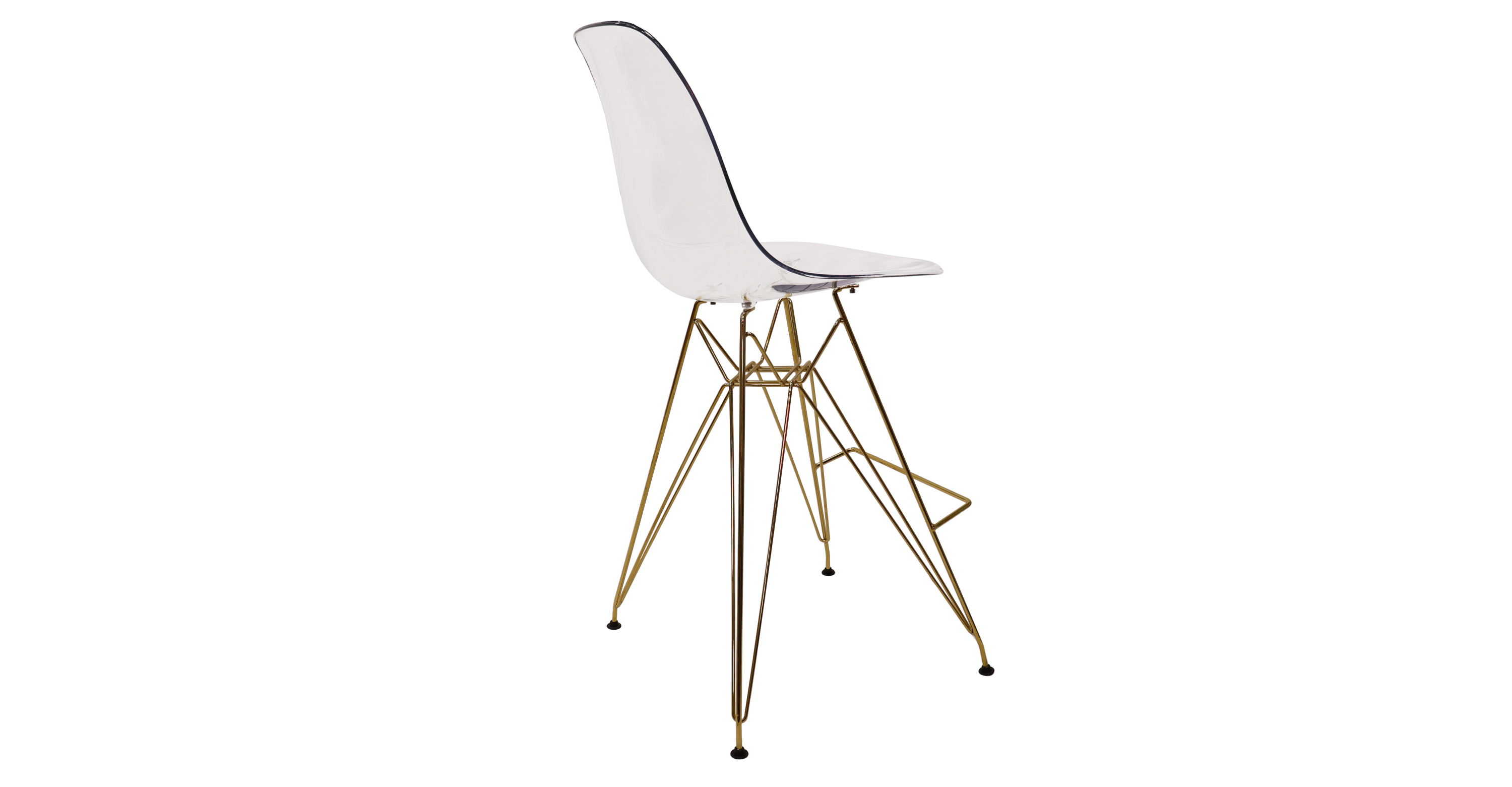 Cresco Modern Acrylic Barstool with Gold Chrome Base and Footrest