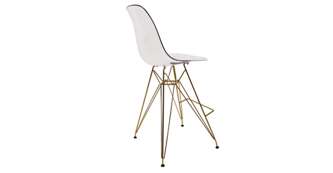 Cresco Modern Acrylic Barstool with Gold Chrome Base and Footrest Clear