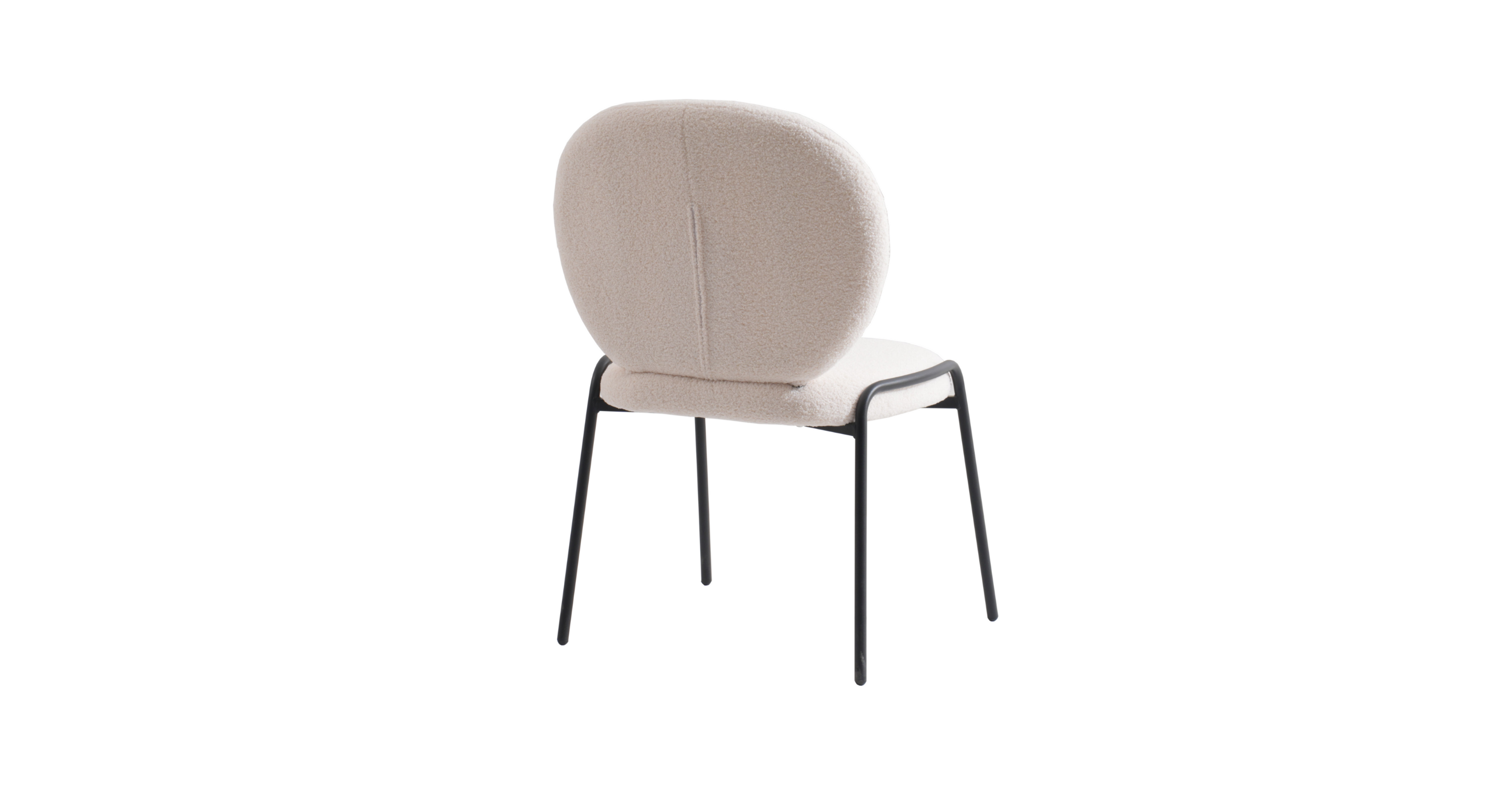 Celestial Modern Boucle Dining Side Chair with Black/White Powder Coated Iron Frame Beige / Black / Armless