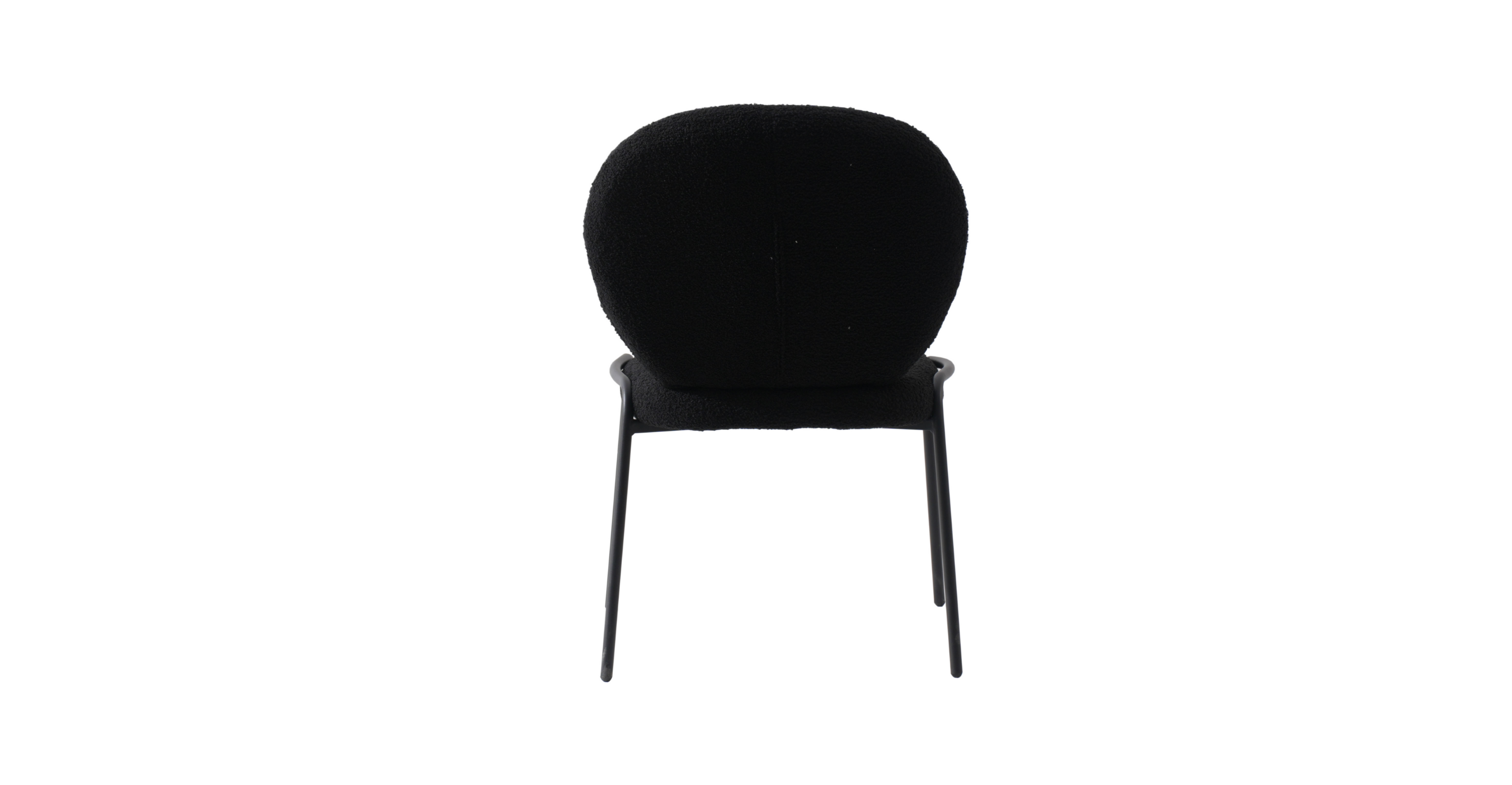 Celestial Modern Boucle Dining Side Chair with Black/White Powder Coated Iron Frame Black / Black / Armless