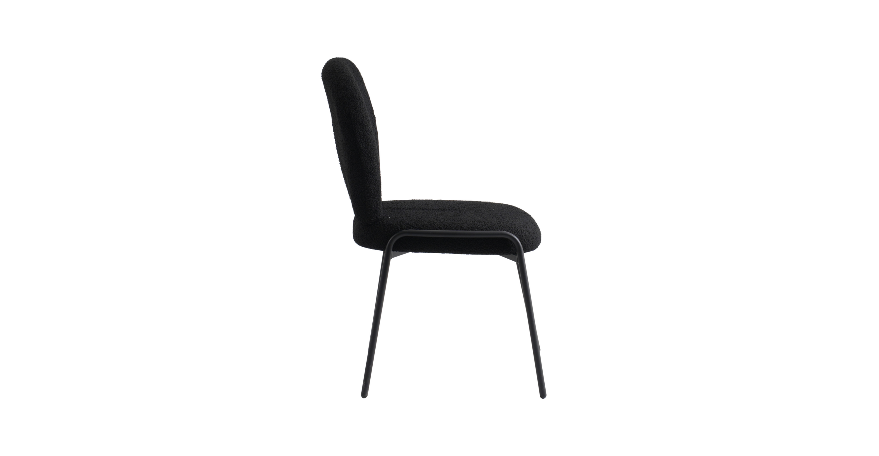 Celestial Modern Boucle Dining Side Chair with Black/White Powder Coated Iron Frame Black / Black / Armless