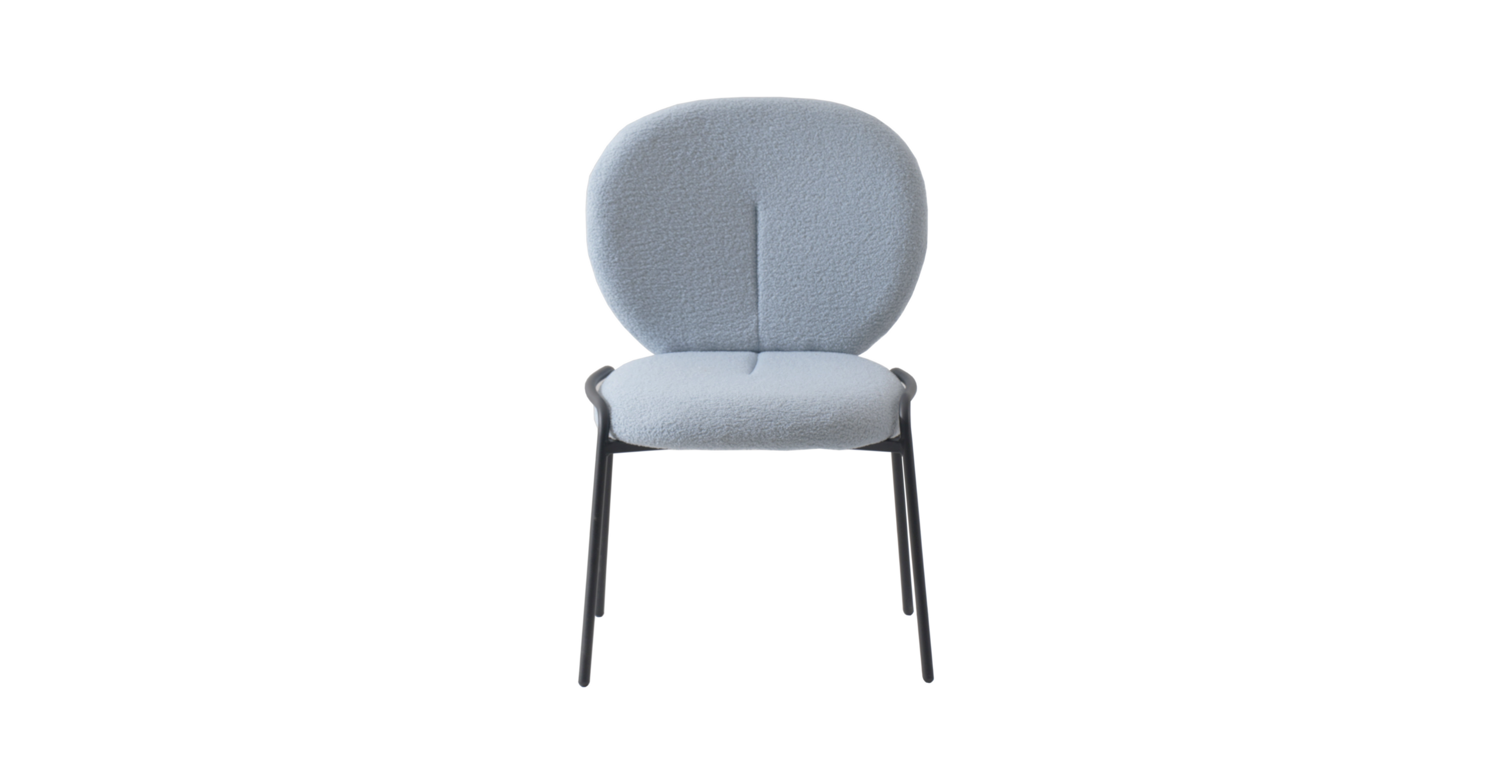 Celestial Modern Boucle Dining Side Chair with Black/White Powder Coated Iron Frame Blue / Black / Armless