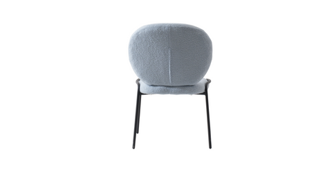 Celestial Modern Boucle Dining Side Chair with Black/White Powder Coated Iron Frame Blue / Black / Armless