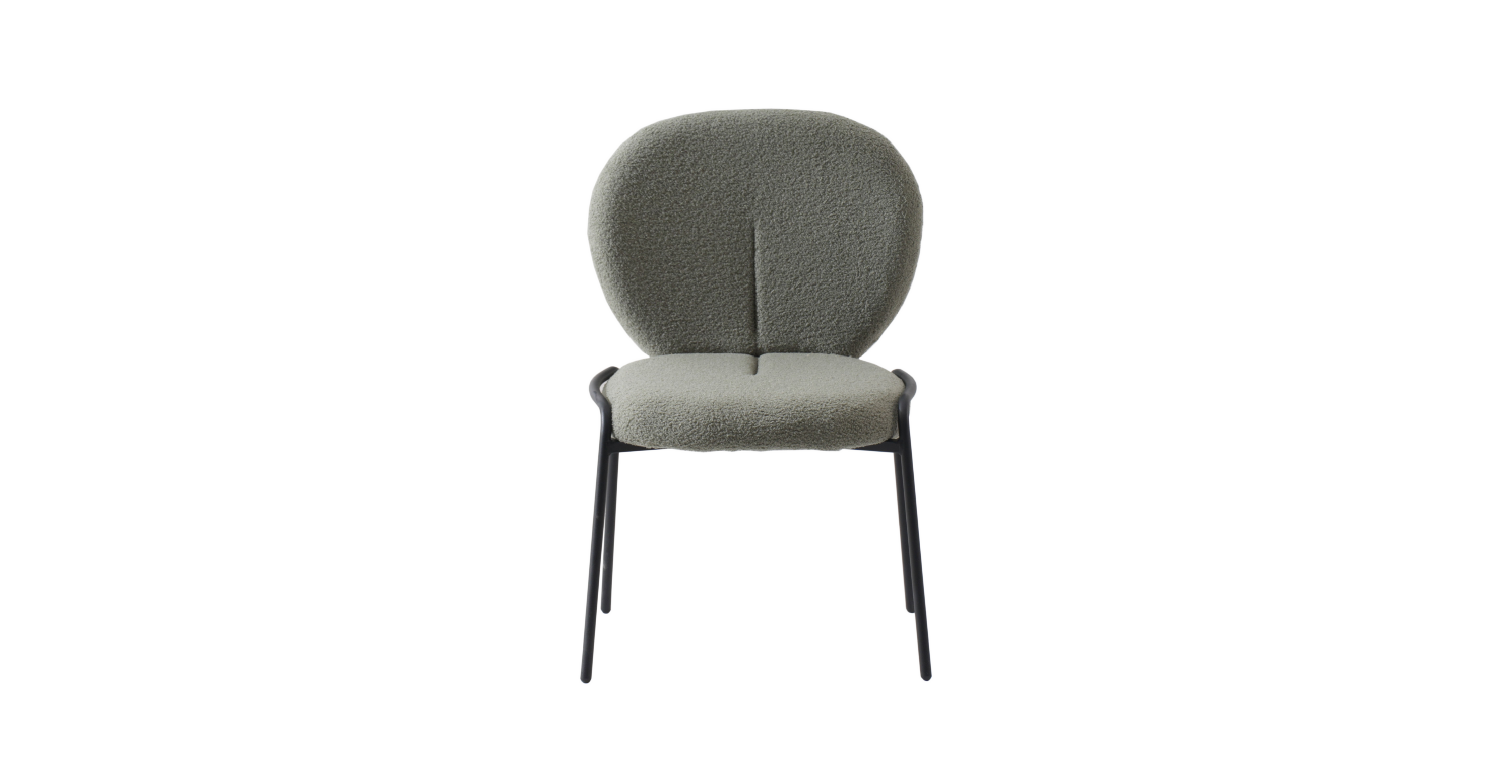 Celestial Modern Boucle Dining Side Chair with Black/White Powder Coated Iron Frame Green / Black / Armless