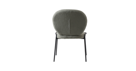 Celestial Modern Boucle Dining Side Chair with Black/White Powder Coated Iron Frame Green / Black / Armless