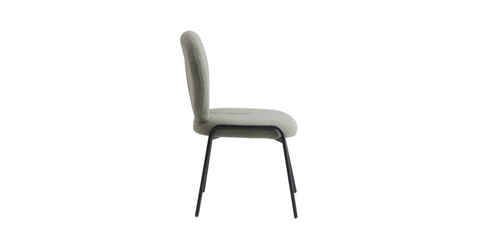 Celestial Modern Boucle Dining Side Chair with Black/White Powder Coated Iron Frame Green / Black / Armless