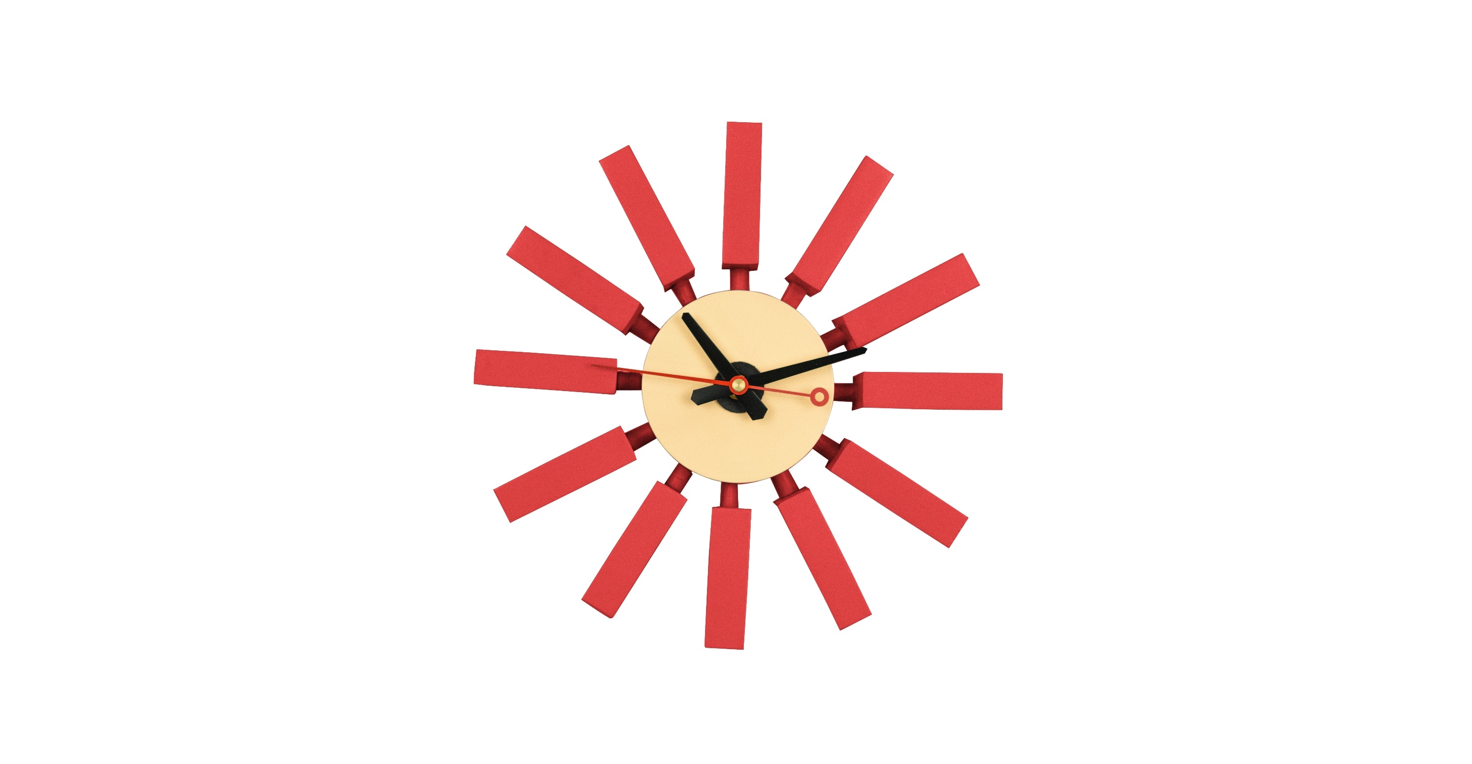 Vdara Modern Design Block Silent Non-Ticking Wall Clock Red