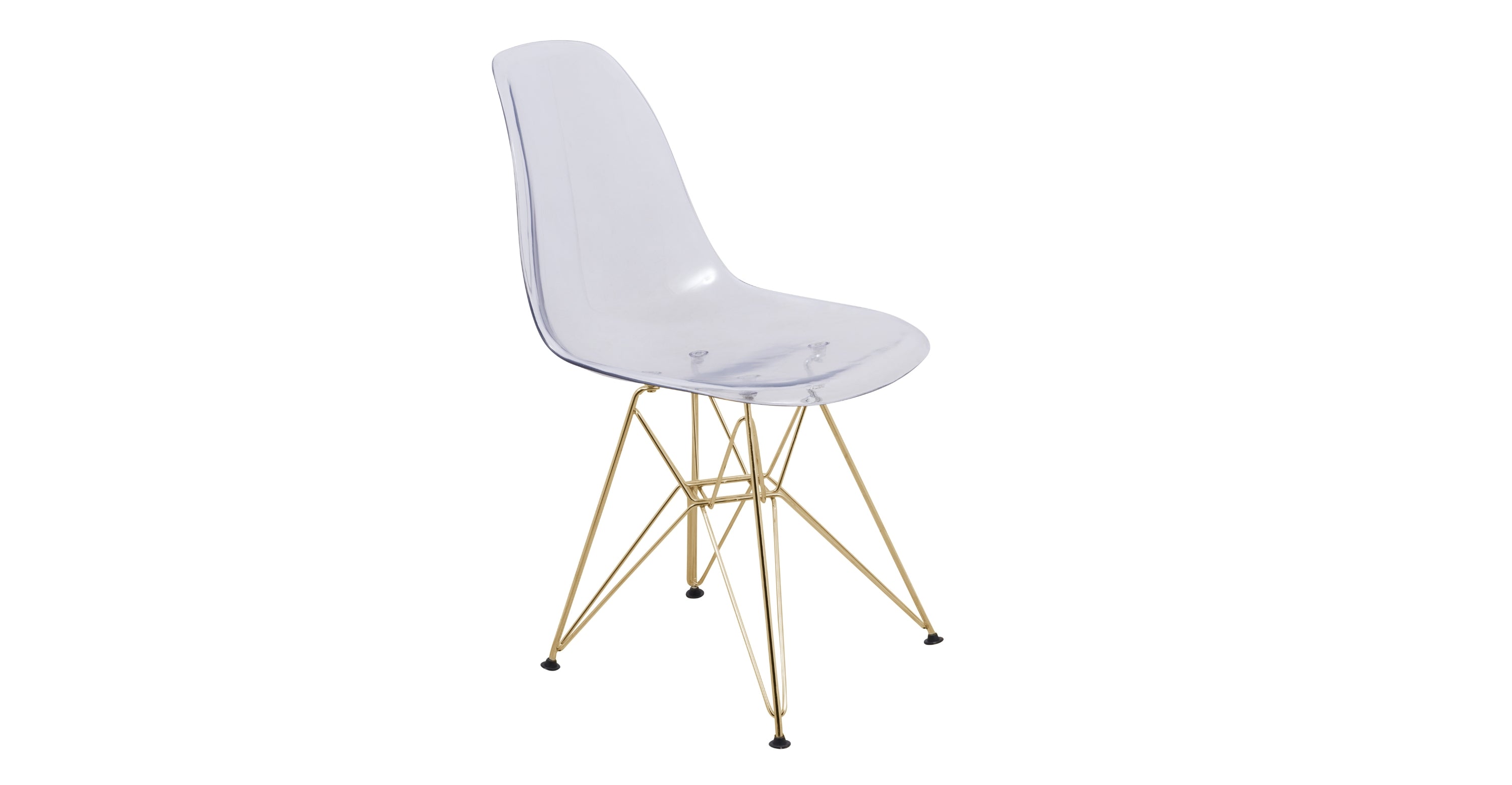 Dover and Cresco Modern Dining Chair Molded Side Chair with Base Clear / Gold