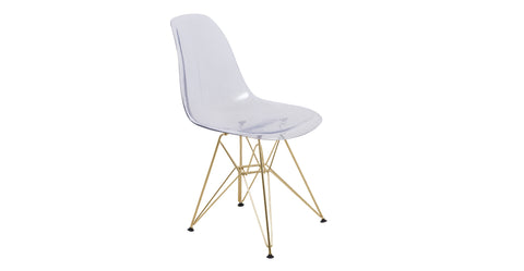 Dover and Cresco Modern Dining Chair Molded Side Chair with Base Clear / Gold