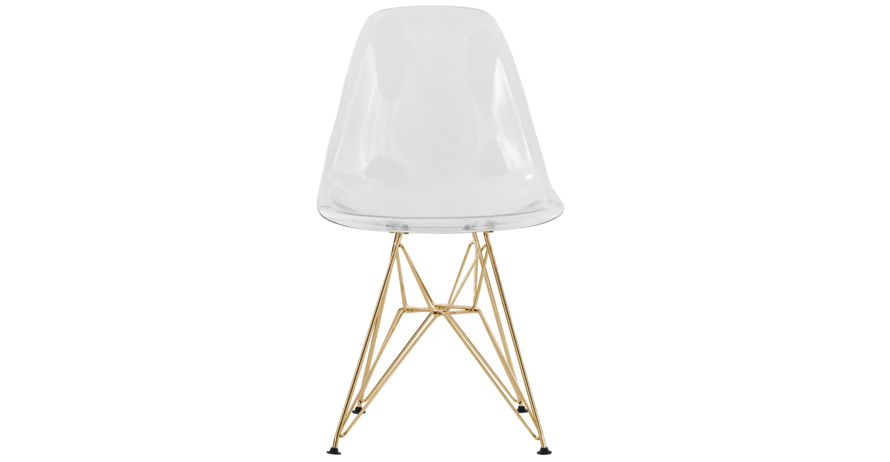 Dover and Cresco Modern Dining Chair Molded Side Chair with Base Clear / Gold