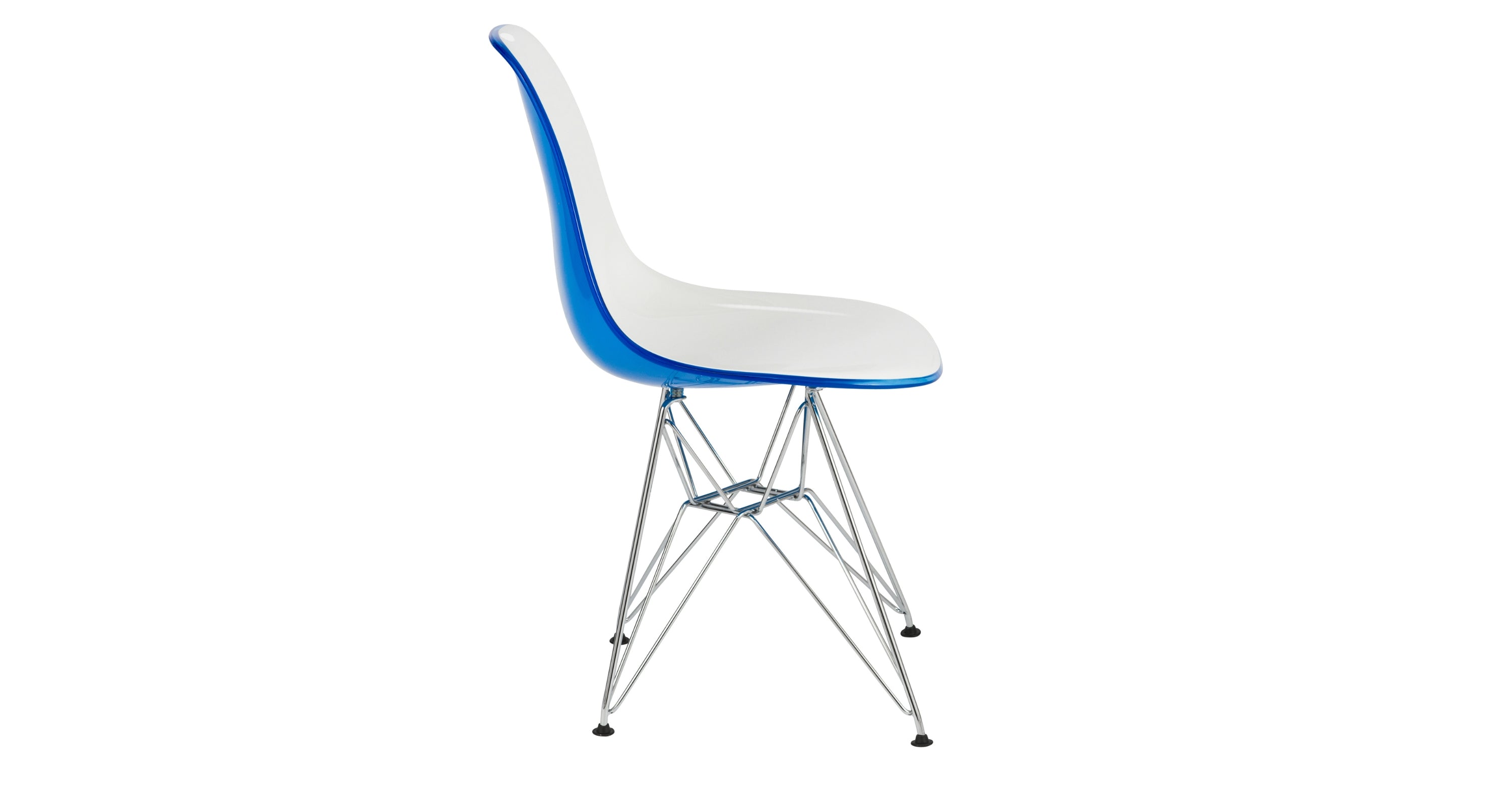 Dover and Cresco Modern Dining Chair Molded Side Chair with Base White Blue / Chrome