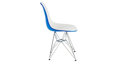 Dover and Cresco Modern Dining Chair Molded Side Chair with Base White Blue / Chrome