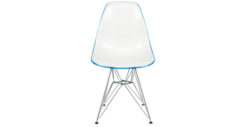 Dover and Cresco Modern Dining Chair Molded Side Chair with Base White Blue / Chrome