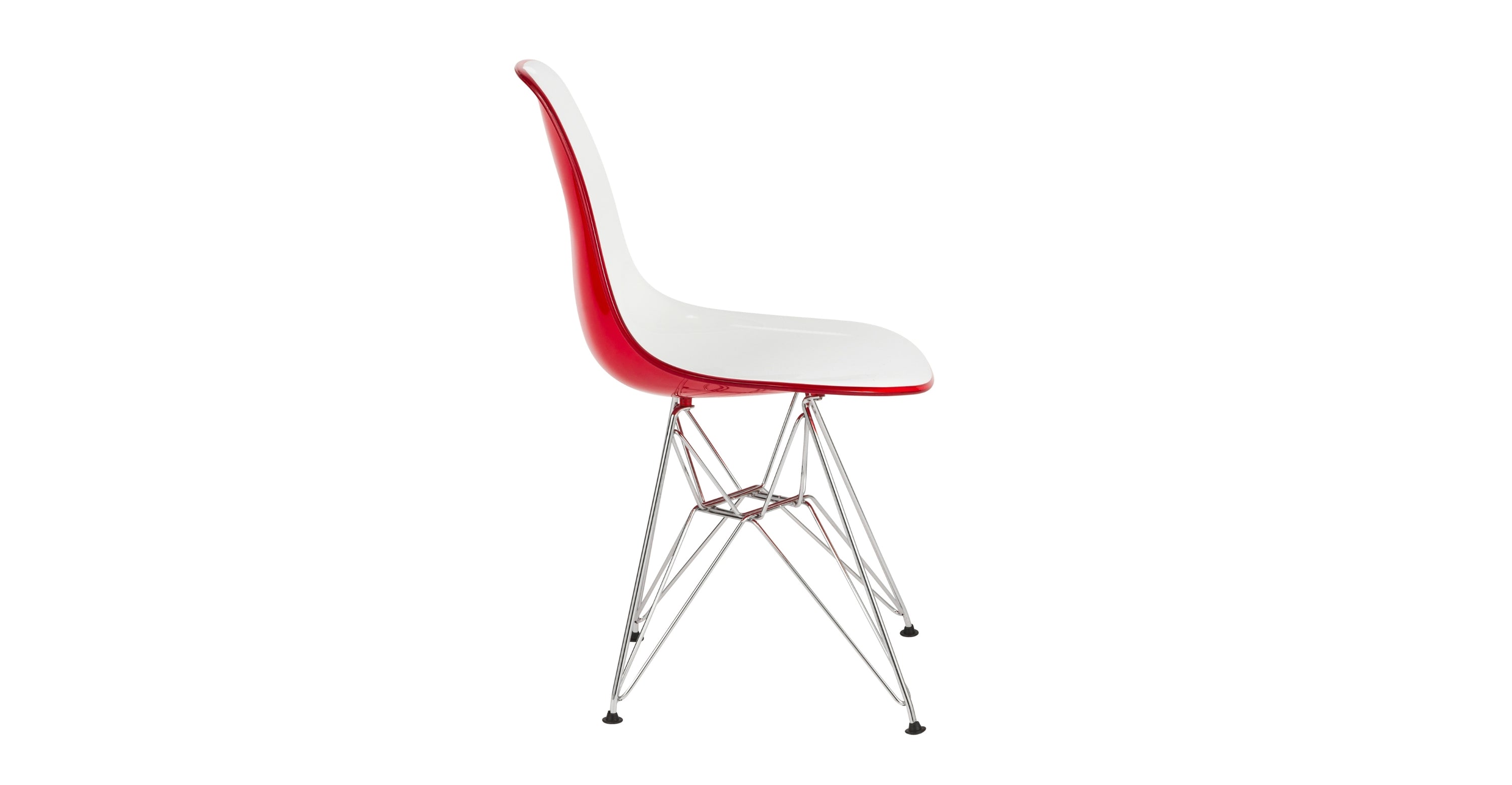 Dover and Cresco Modern Dining Chair Molded Side Chair with Base White Red / Chrome