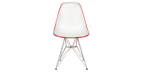 Dover and Cresco Modern Dining Chair Molded Side Chair with Base White Red / Chrome