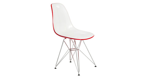 Dover and Cresco Modern Dining Chair Molded Side Chair with Base White Red / Chrome