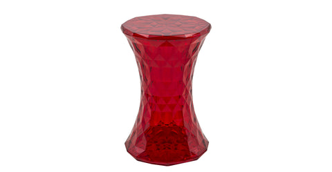 Clio Plastic Side Table with a Diamond Shape Design Transparent Red