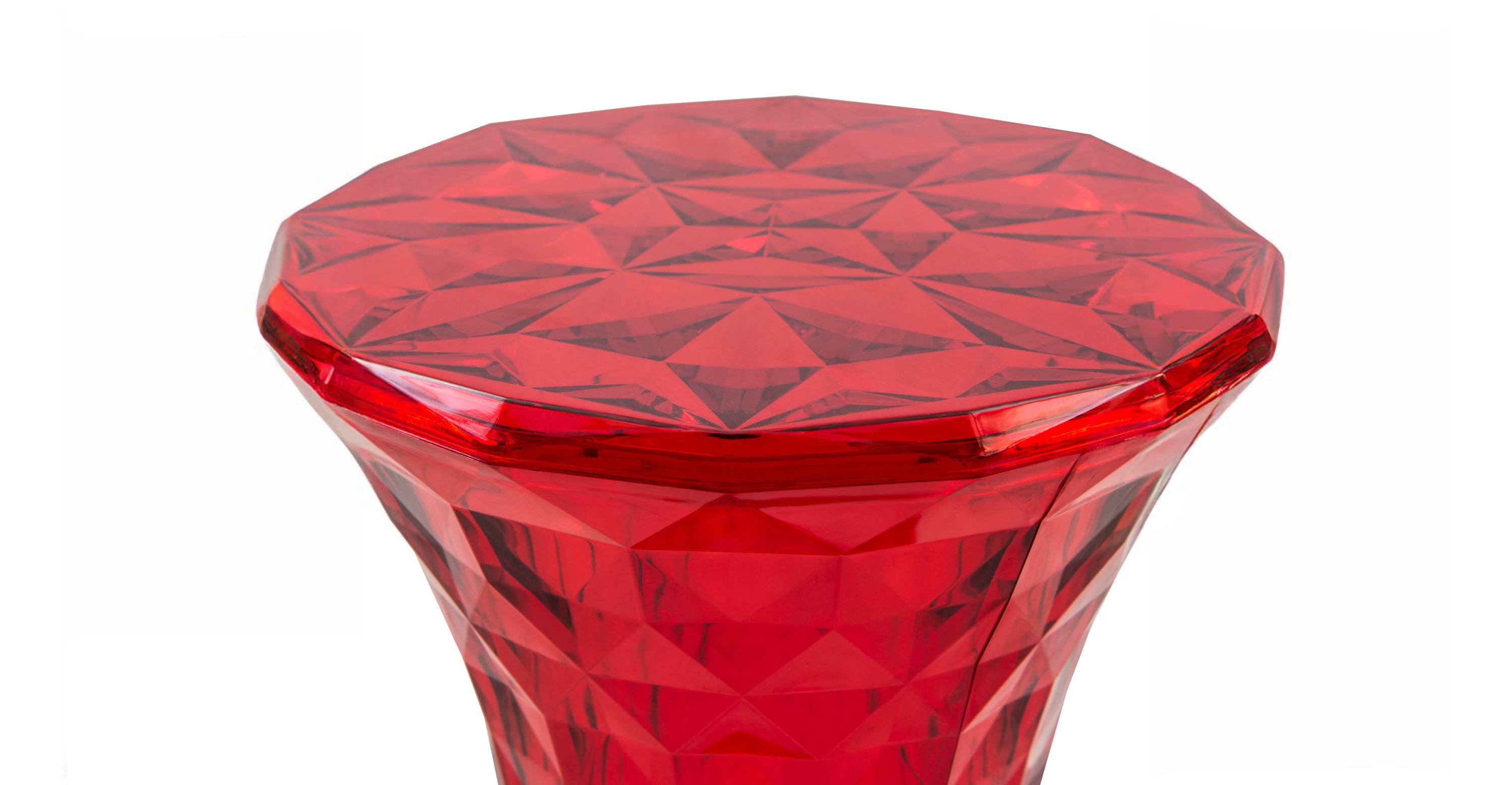 Clio Plastic Side Table with a Diamond Shape Design Transparent Red