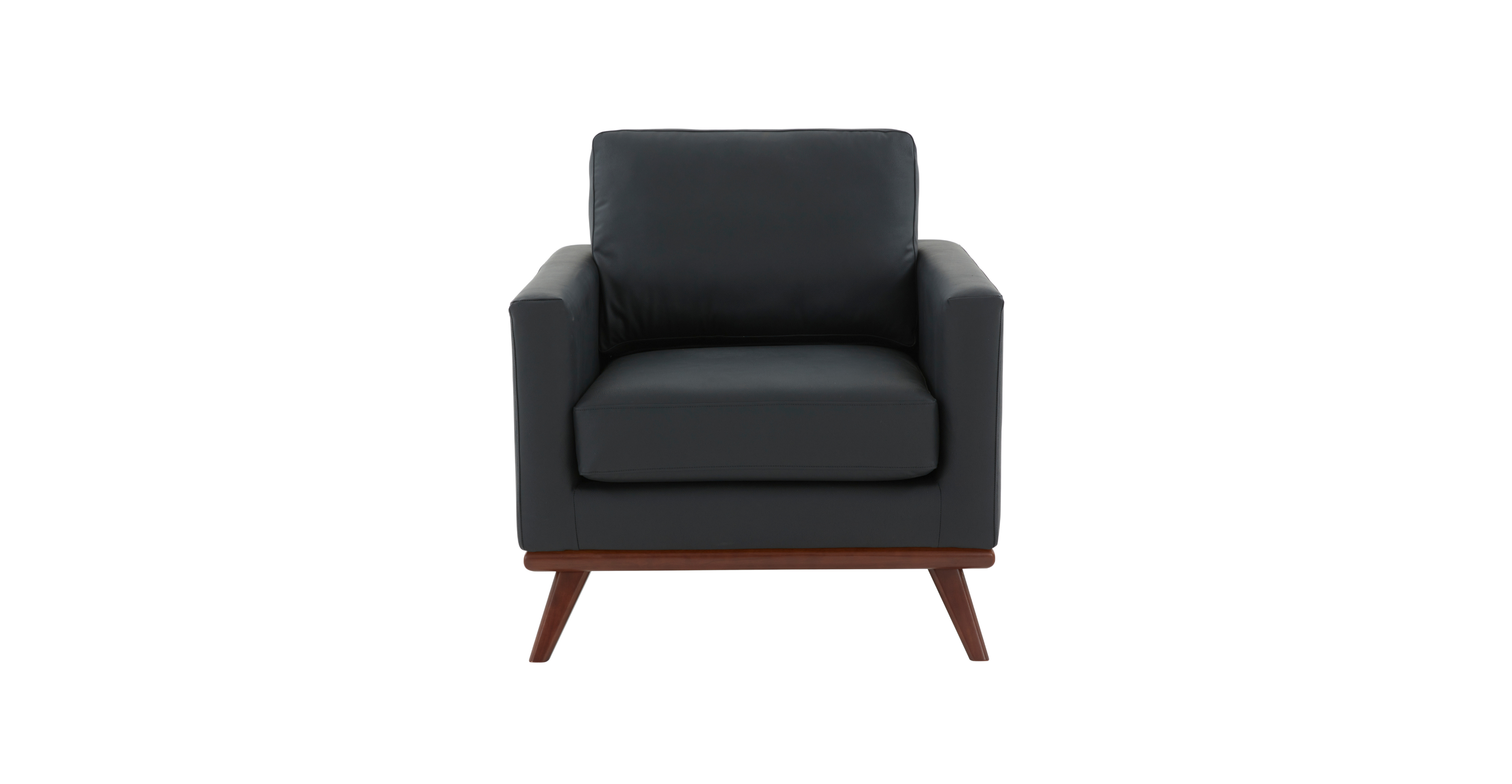 Chester Modern Leather Accent Arm Chair With Birch Wood Base Black