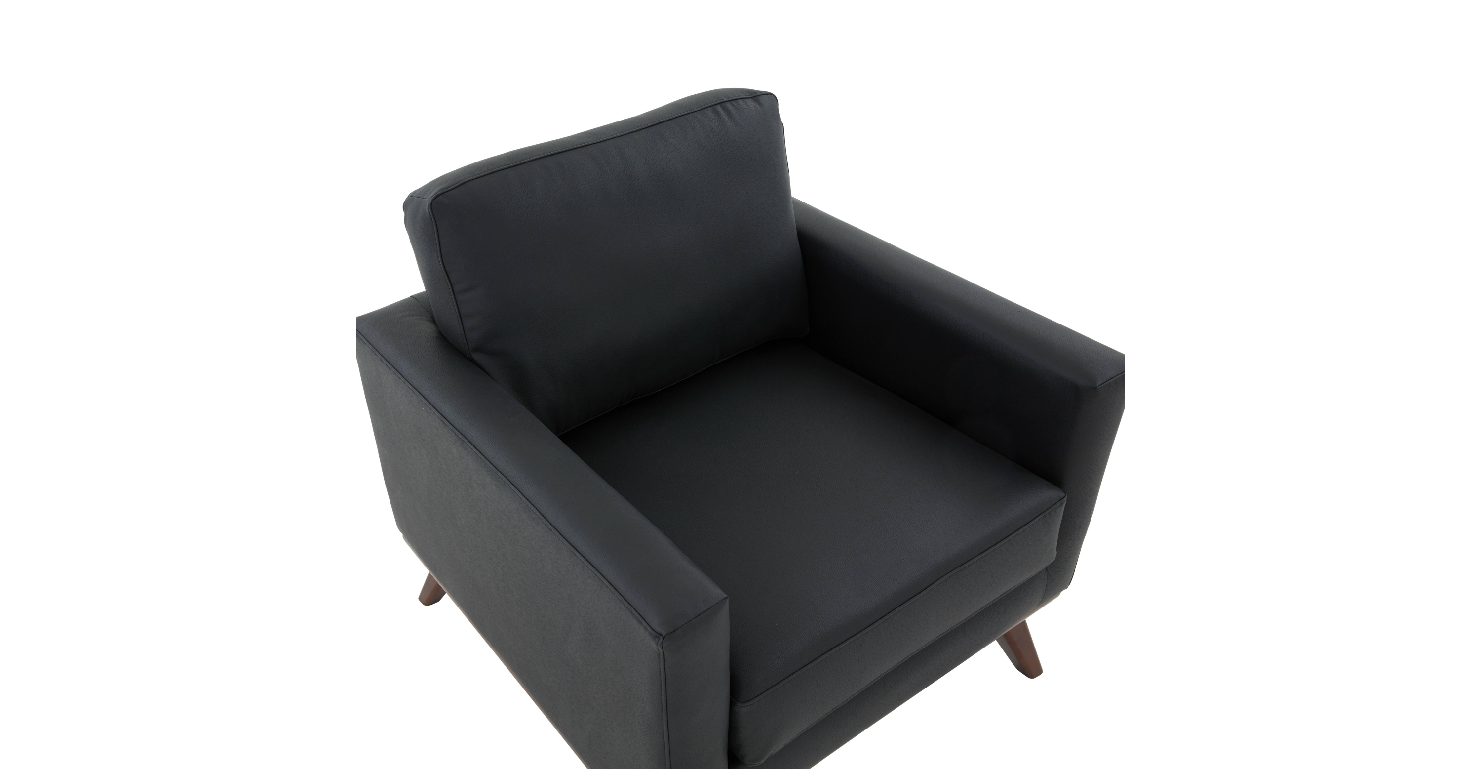 Chester Modern Leather Accent Arm Chair With Birch Wood Base Black