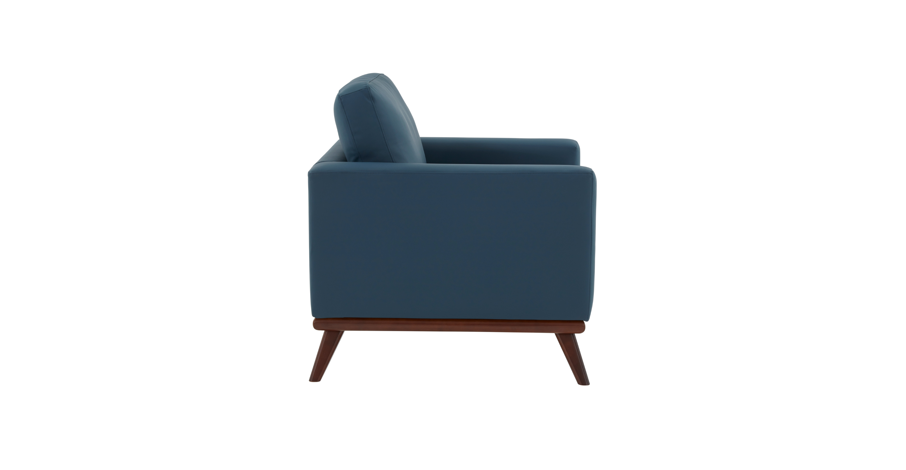 Chester Modern Leather Accent Arm Chair With Birch Wood Base Navy Blue