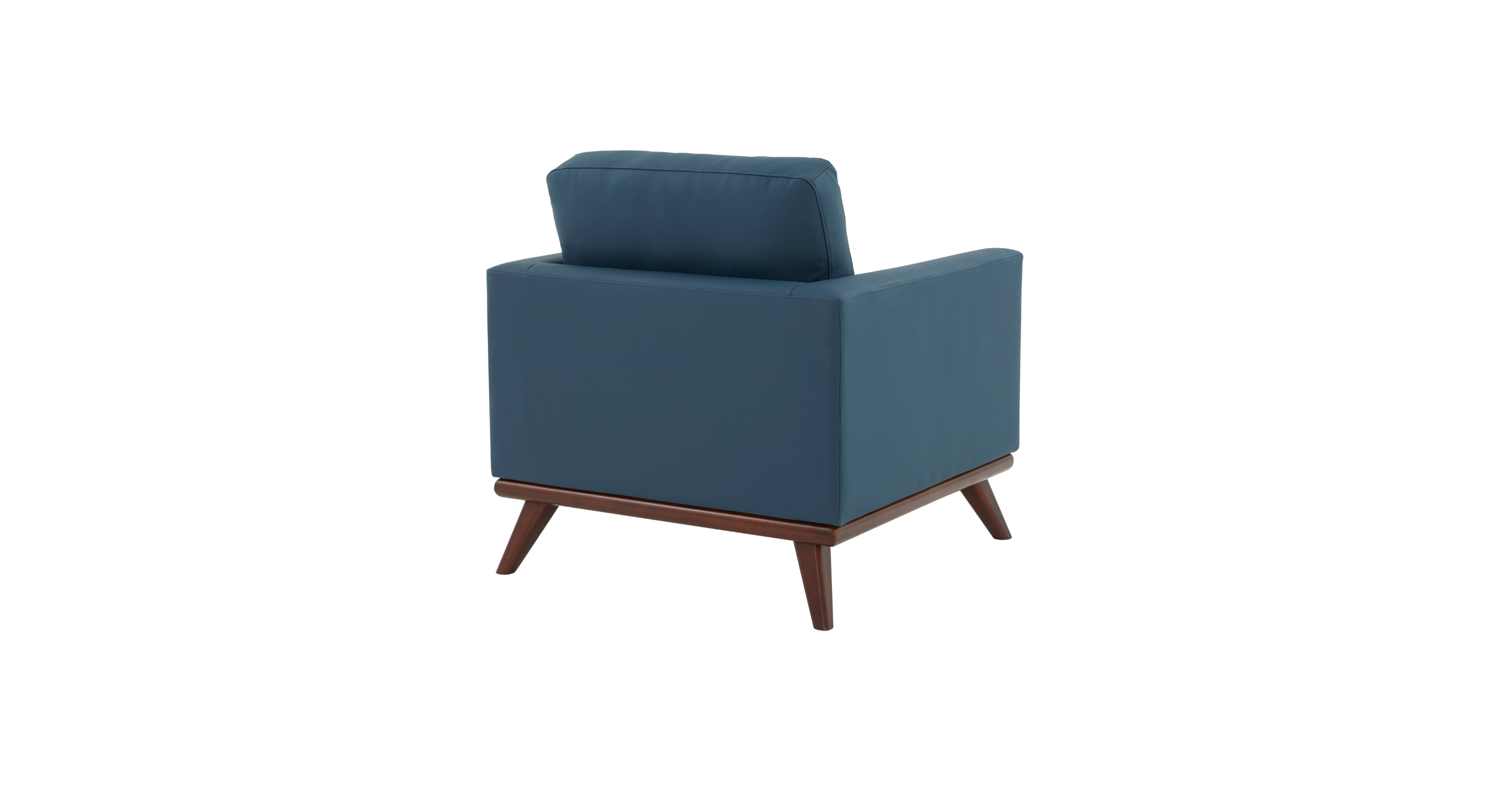 Chester Modern Leather Accent Arm Chair With Birch Wood Base Navy Blue