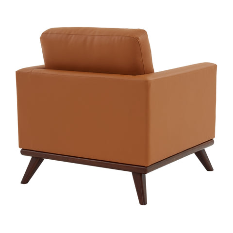 Chester Modern Leather Accent Arm Chair With Birch Wood Base