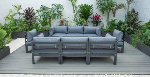 Chelsea 9-Piece Patio Sectional with Coffee Table Black Aluminum With Cushions Blue