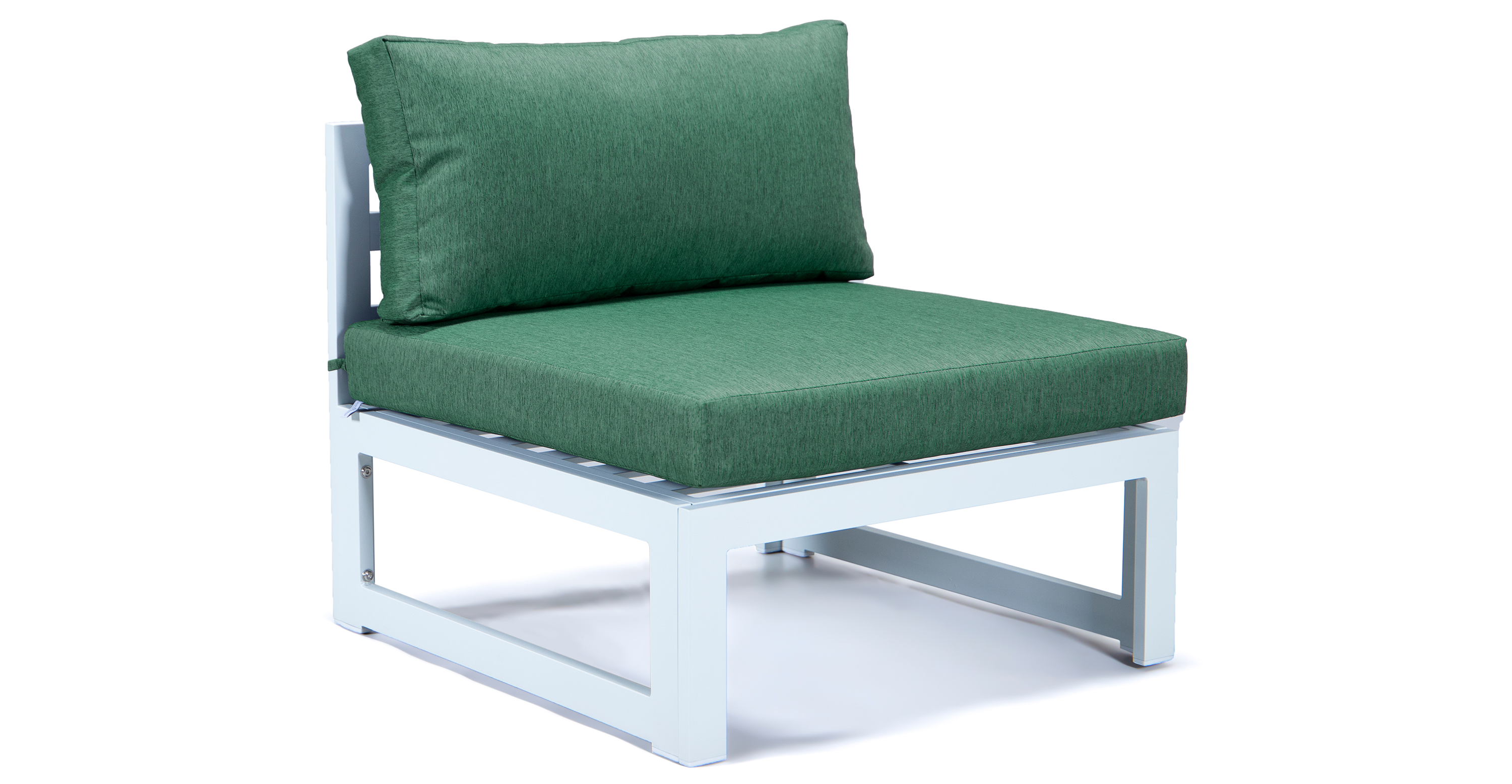 Chelsea 7-Piece Patio Sectional And Coffee Table Set In White Aluminum With Cushions Green