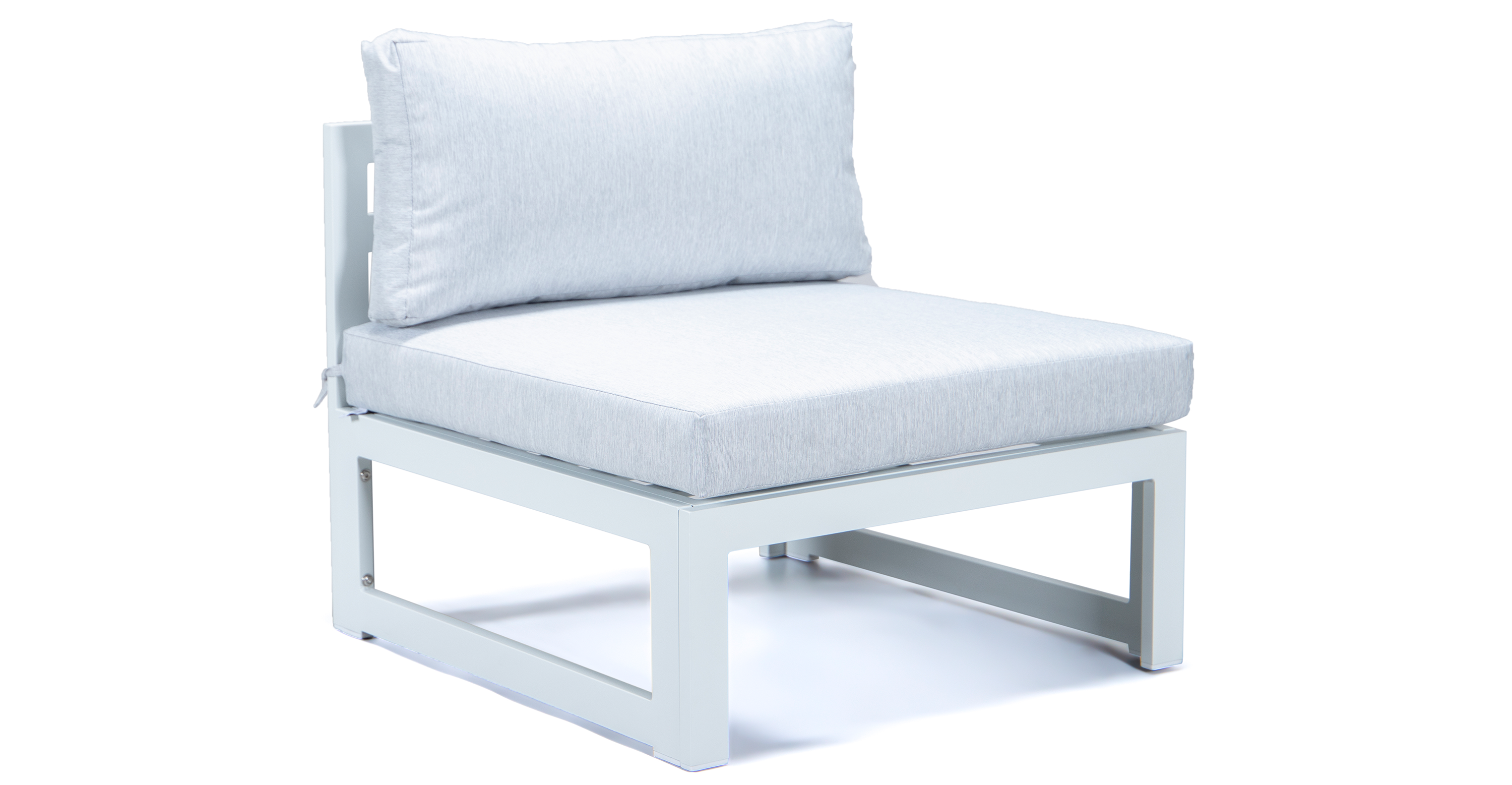 Chelsea 6-Piece Patio Sectional In White Aluminum With Cushions Light Grey