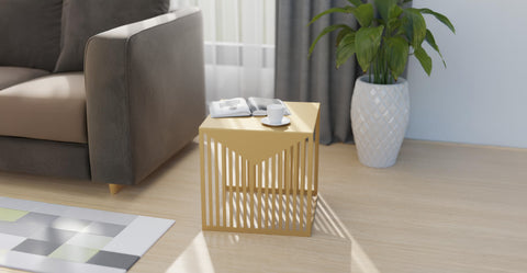 Cisco Modern Square Steel Side Table with Powder Coated Finish Gold