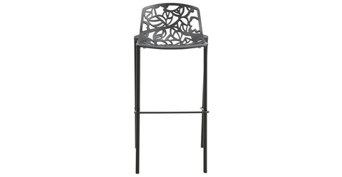 Devon Aluminum Indoor Outdoor Bar Stool with Powder Coated Frame and Footrest Black