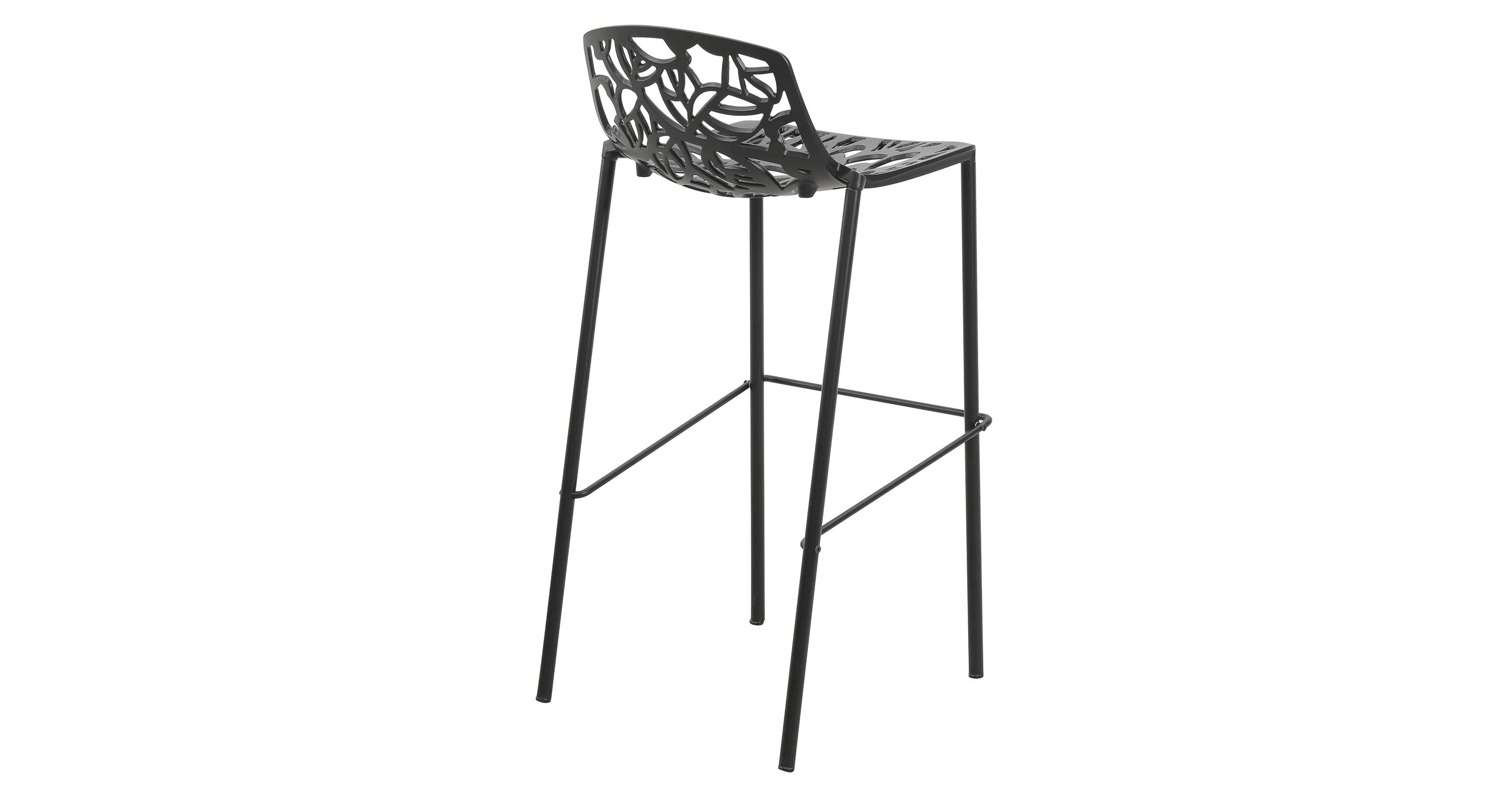 Devon Aluminum Indoor Outdoor Bar Stool with Powder Coated Frame and Footrest Black