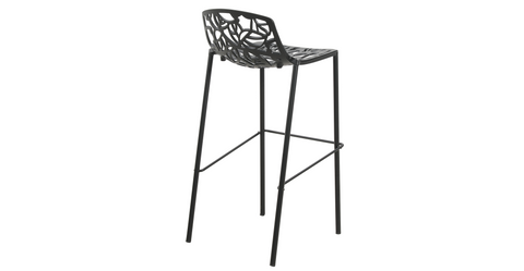 Devon Aluminum Indoor Outdoor Bar Stool with Powder Coated Frame and Footrest Black