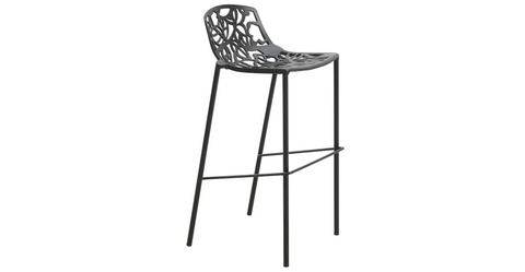 Devon Aluminum Indoor Outdoor Bar Stool with Powder Coated Frame and Footrest Black