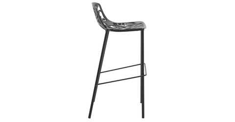 Devon Aluminum Indoor Outdoor Bar Stool with Powder Coated Frame and Footrest Black