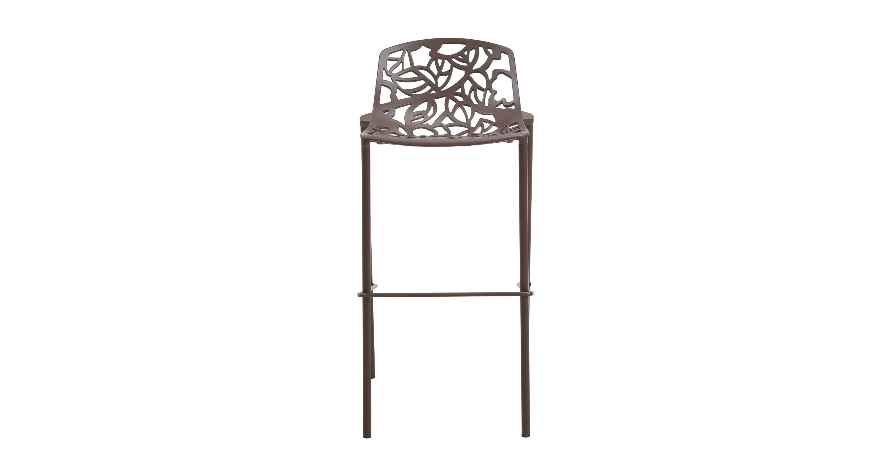 Devon Aluminum Indoor Outdoor Bar Stool with Powder Coated Frame and Footrest Brown