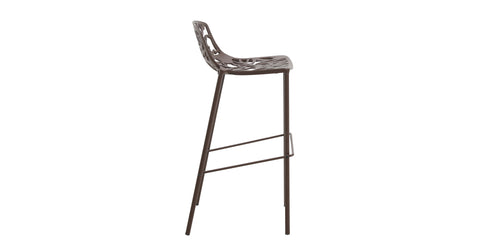 Devon Aluminum Indoor Outdoor Bar Stool with Powder Coated Frame and Footrest Brown