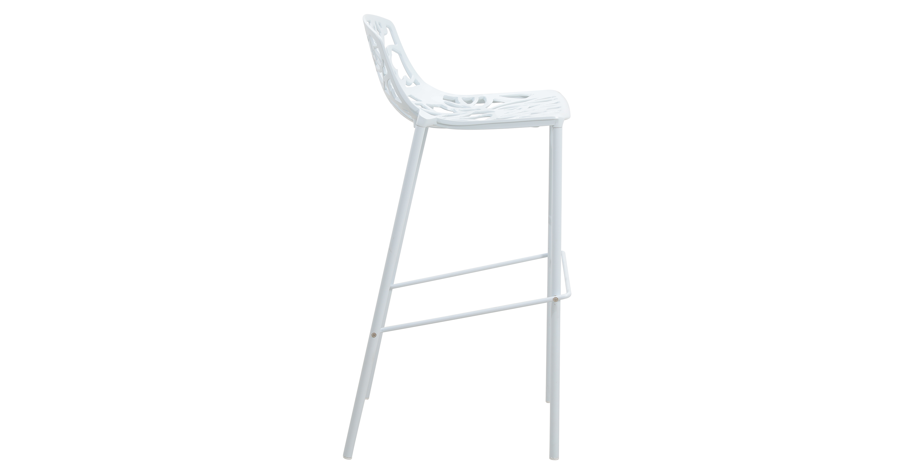 Devon Aluminum Indoor Outdoor Bar Stool with Powder Coated Frame and Footrest White