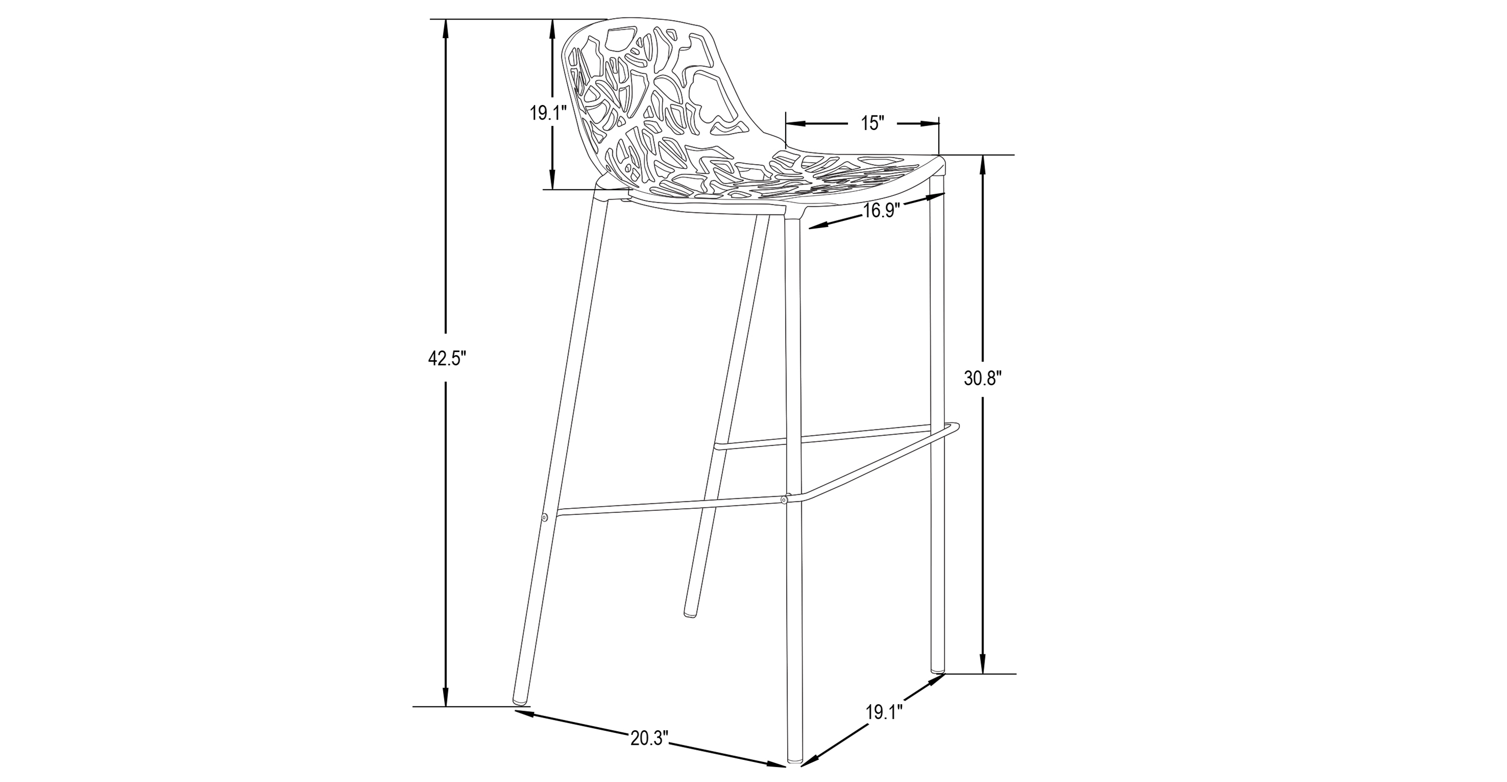 Devon Aluminum Indoor Outdoor Bar Stool with Powder Coated Frame and Footrest White