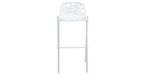 Devon Aluminum Indoor Outdoor Bar Stool with Powder Coated Frame and Footrest White