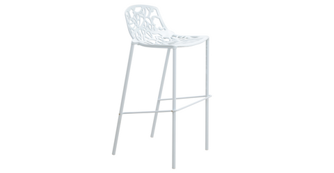 Devon Aluminum Indoor Outdoor Bar Stool with Powder Coated Frame and Footrest White