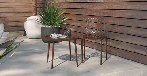 Devon Stackable Aluminum Outdoor Dining Chairs with Flower Design Brown