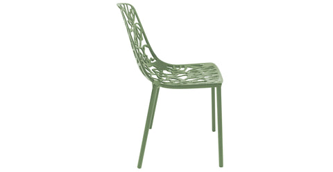 Devon Stackable Aluminum Outdoor Dining Chairs with Flower Design Khaki Green