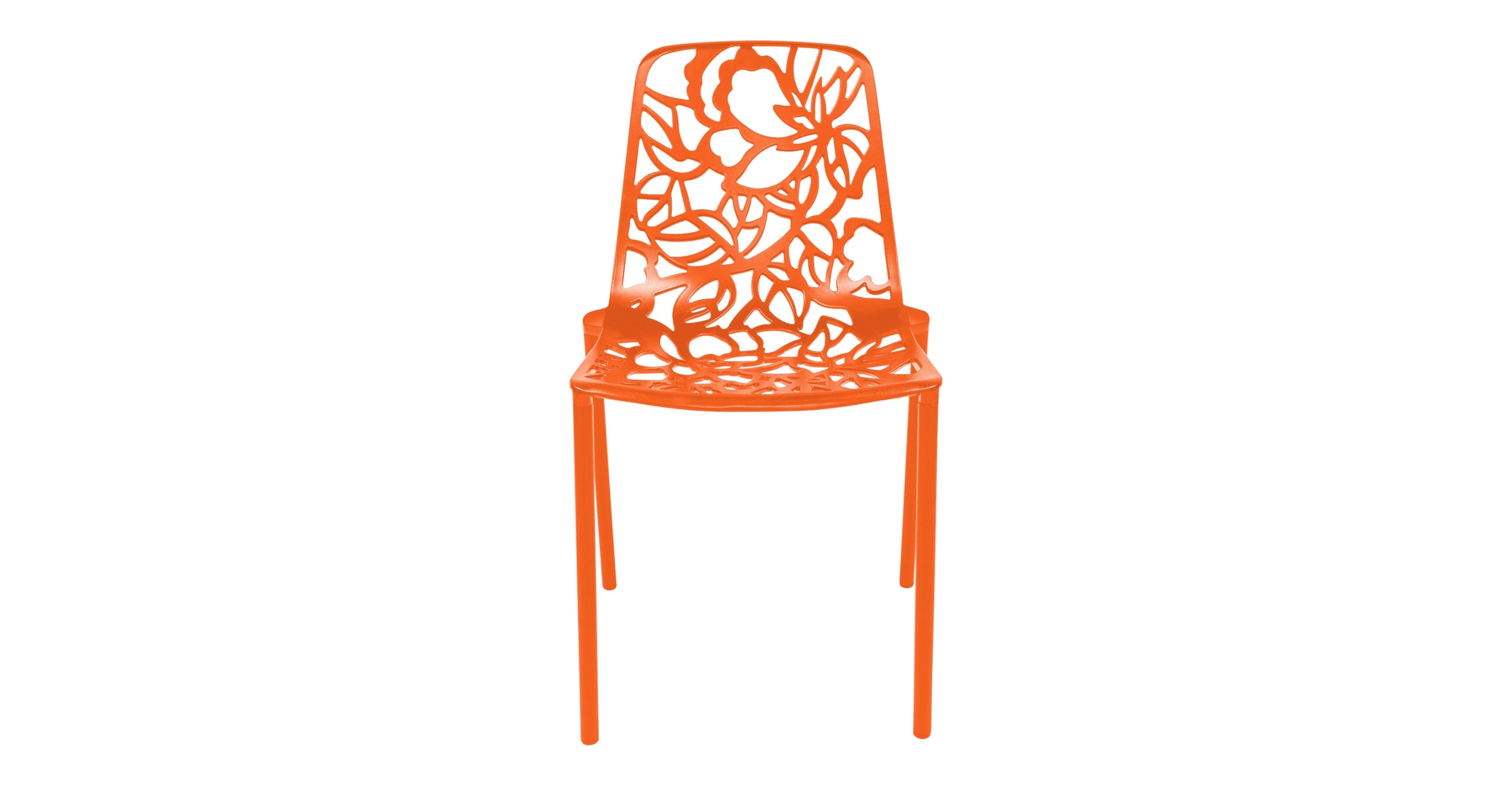 Devon Stackable Aluminum Outdoor Dining Chairs with Flower Design Orange