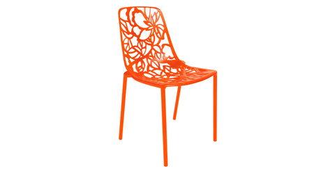 Devon Stackable Aluminum Outdoor Dining Chairs with Flower Design Orange