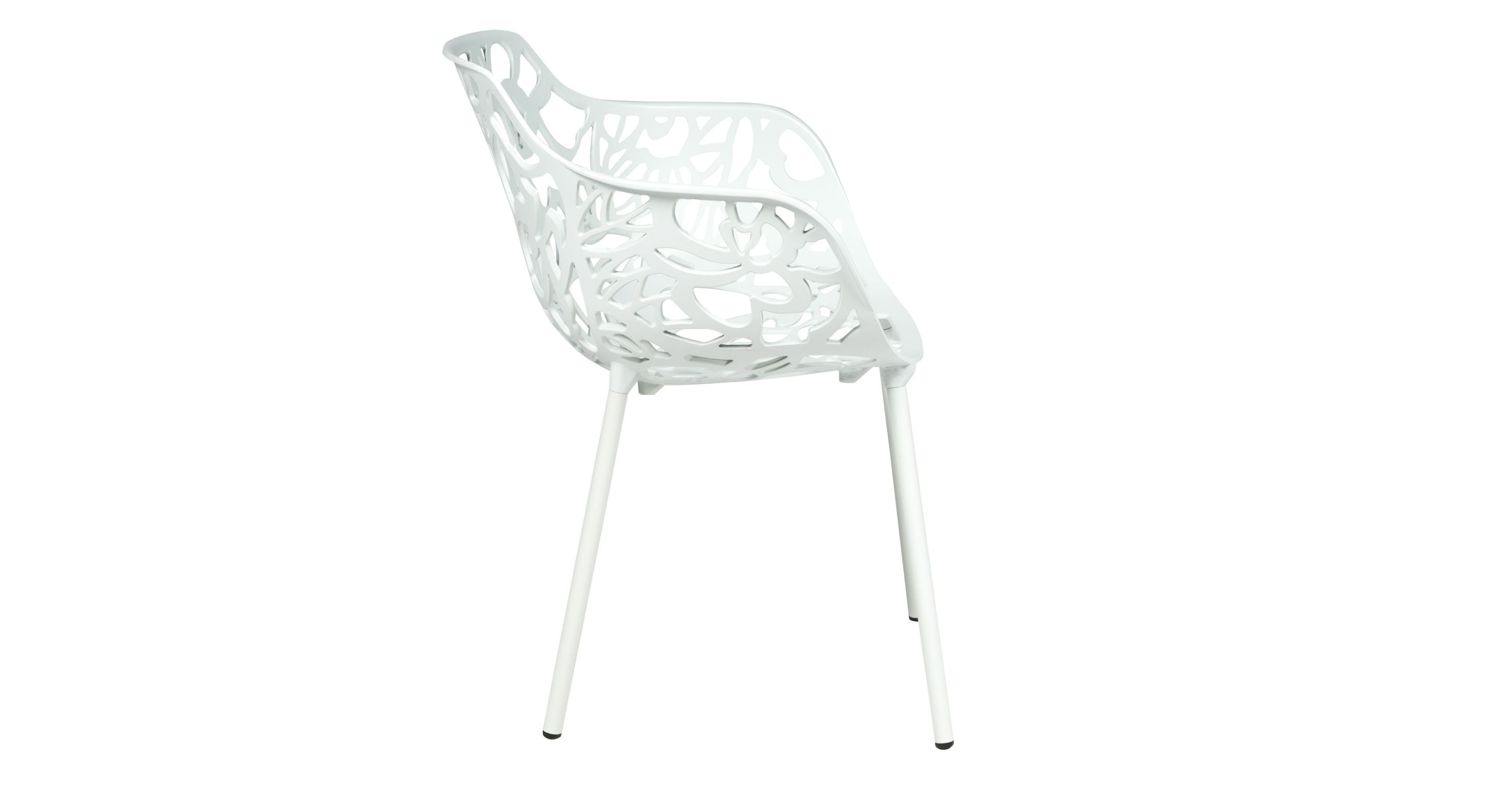 Devon Stackable Aluminum Outdoor Dining Armchairs with Flower Design White