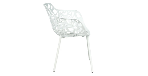 Devon Stackable Aluminum Outdoor Dining Armchairs with Flower Design White